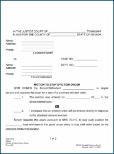 Stay Of Eviction Form California