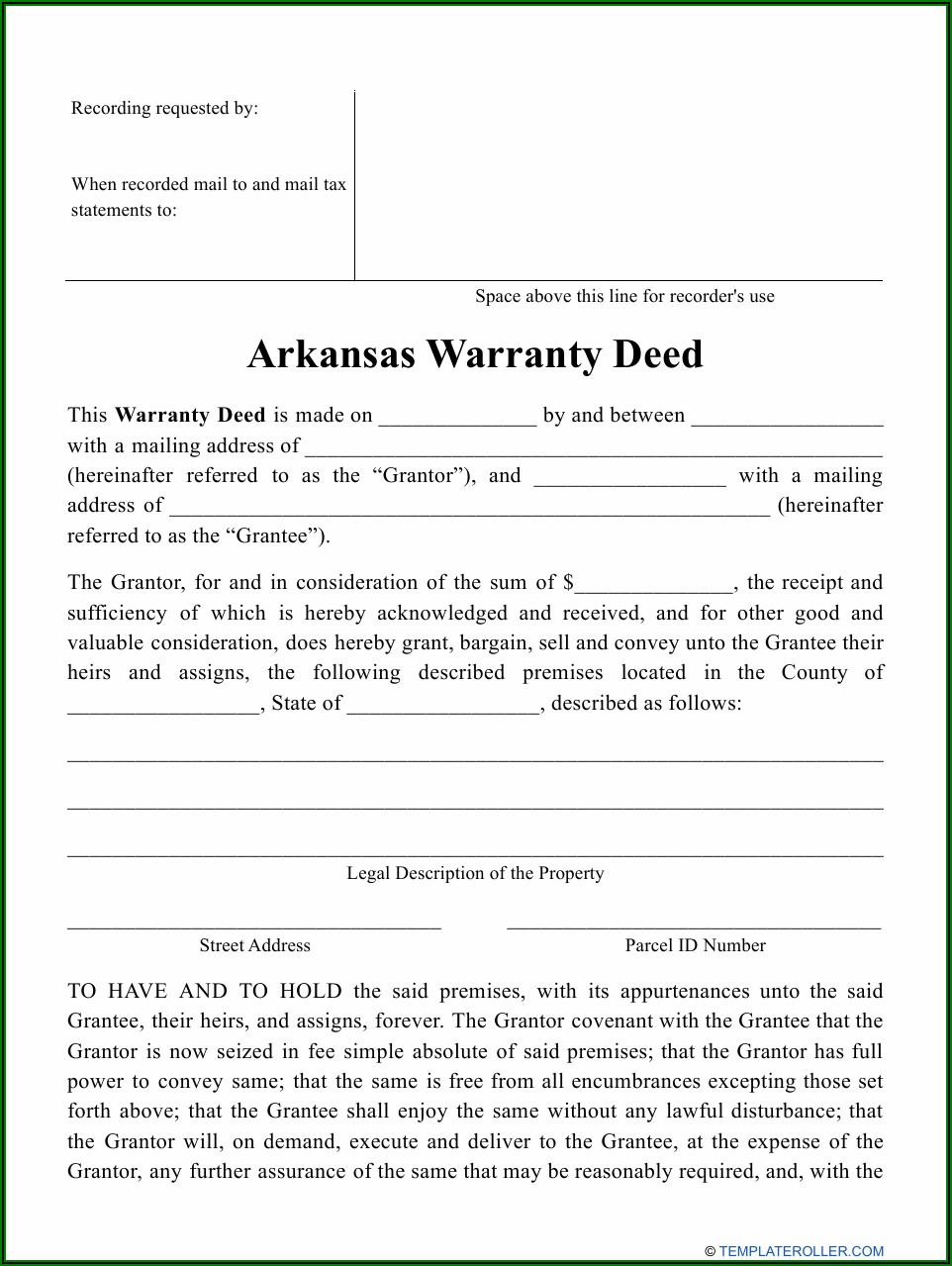Washington County Arkansas Quit Claim Deed Form