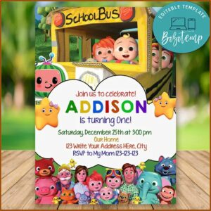 1st Birthday Invitation Cocomelon Templates Free