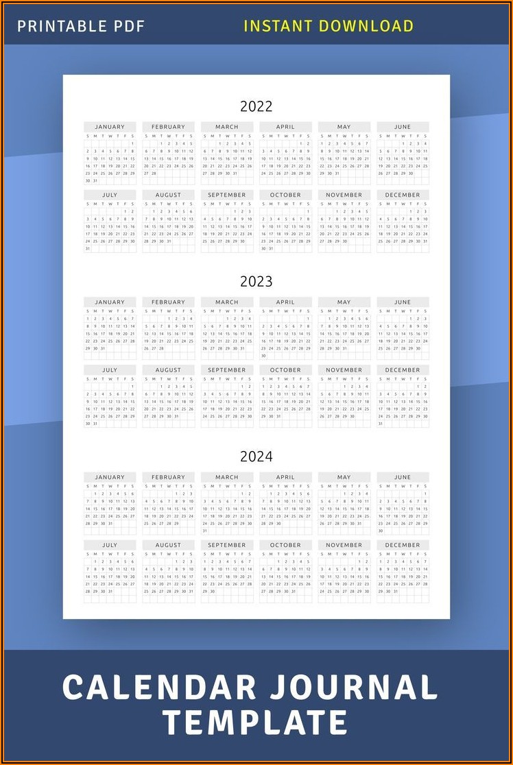 2022 Year At A Glance Calendar Template