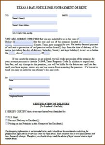 3 Day Notice To Vacate Letter Texas