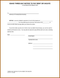 3 Day Notice To Vacate Template