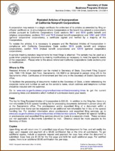 Articles Of Incorporation California Llc Sample