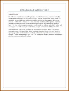 Backup And Recovery Policy Sample