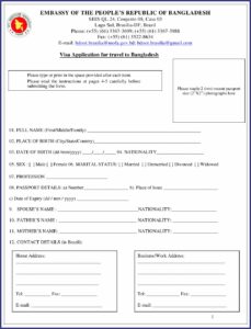 Bangladesh Visa Application Form For Indian Citizens