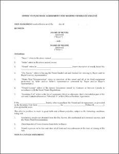 Boat Sale Agreement Template Canada