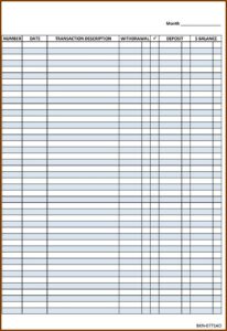 Business Checkbook Register Template