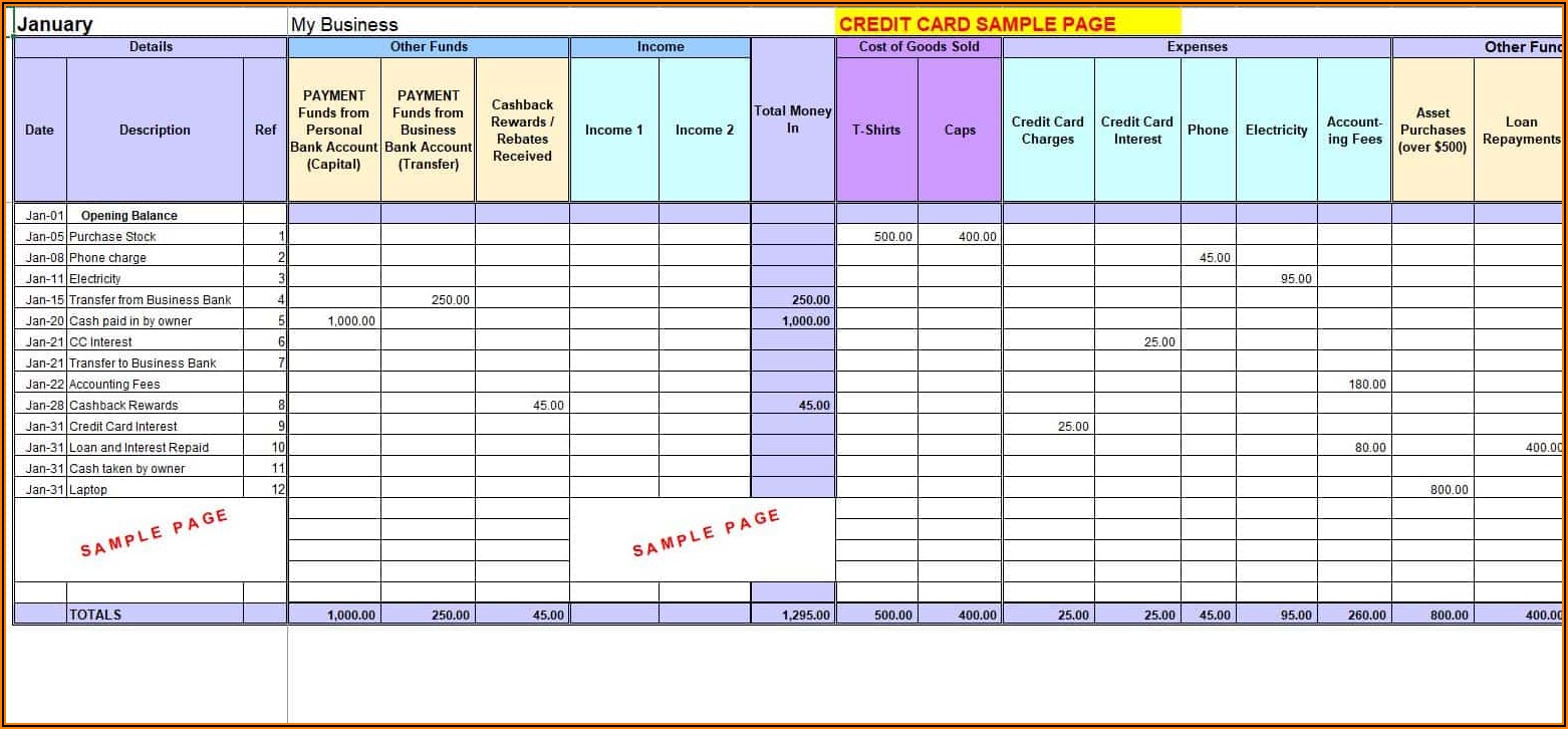 Business Income And Expense Worksheet Excel Free
