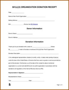 Charitable Donation Receipt Letter Template