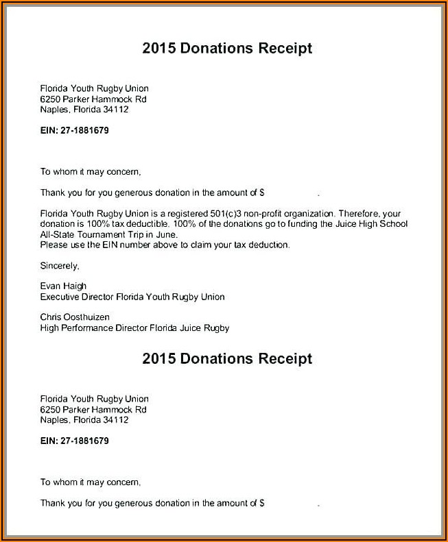 Charitable Donation Tax Letter Template