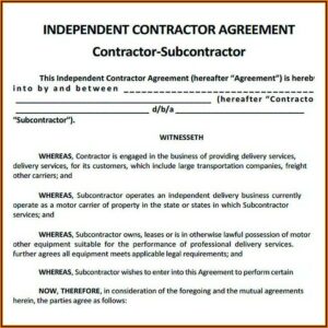 Construction Subcontractor Contract Template