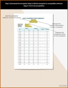 Construction Timesheet Template Excel