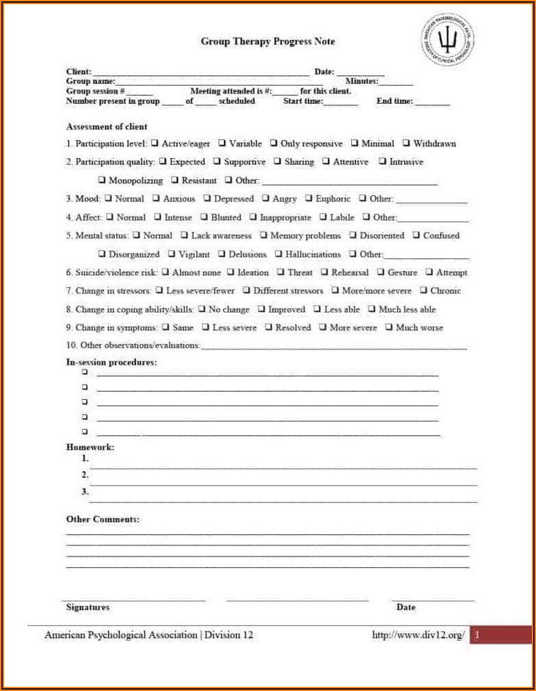 Counseling Case Notes Template Pdf