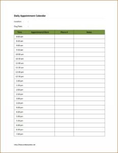 Daily Appointment Schedule Template