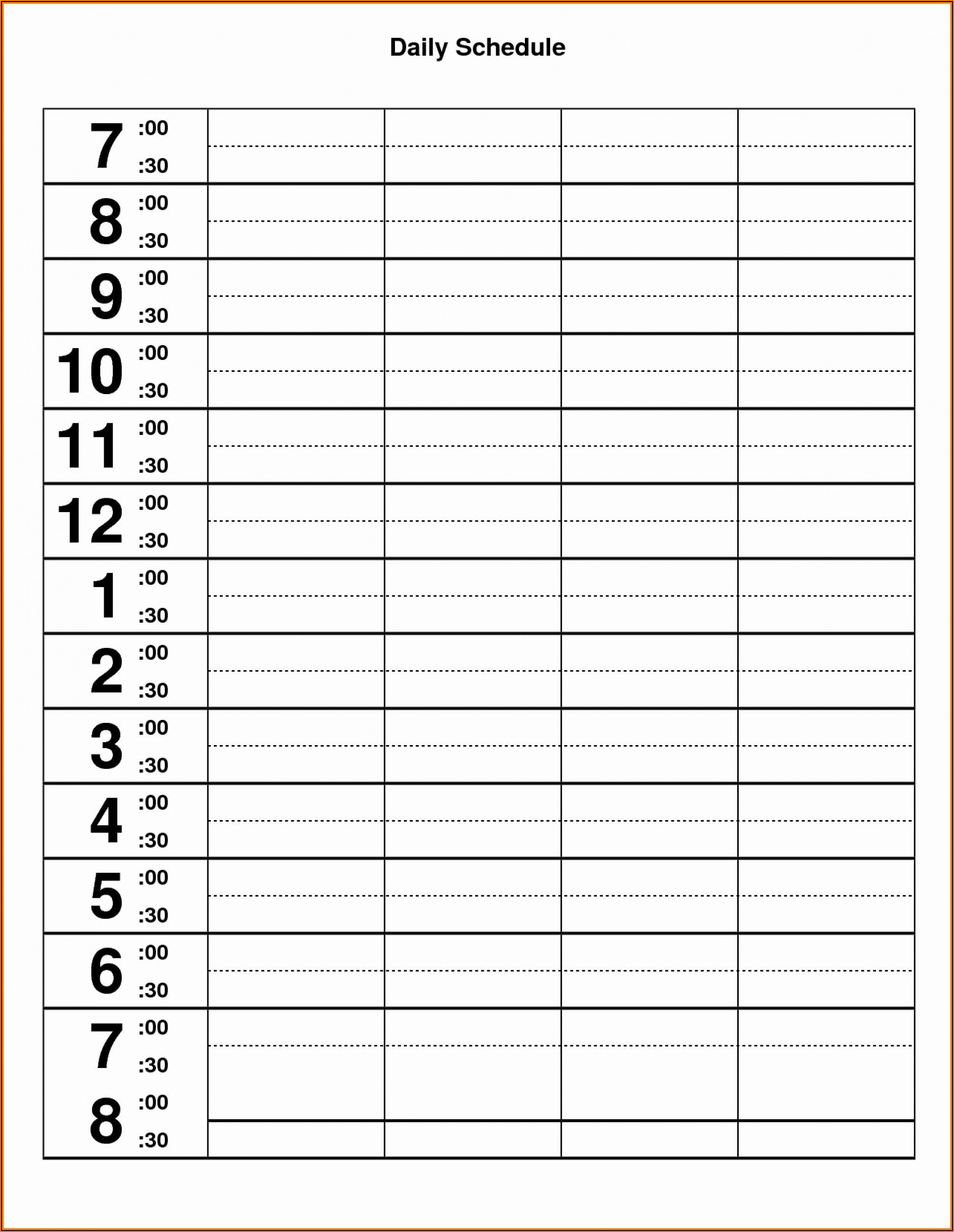 Daily Schedule Planner Template Excel