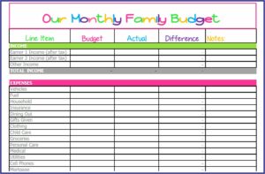 Family Budget Worksheet Free Download