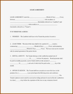 Free Car Lease Agreement Template