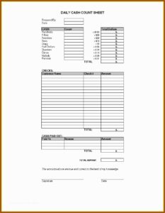 Free Cash Drawer Balance Sheet Template