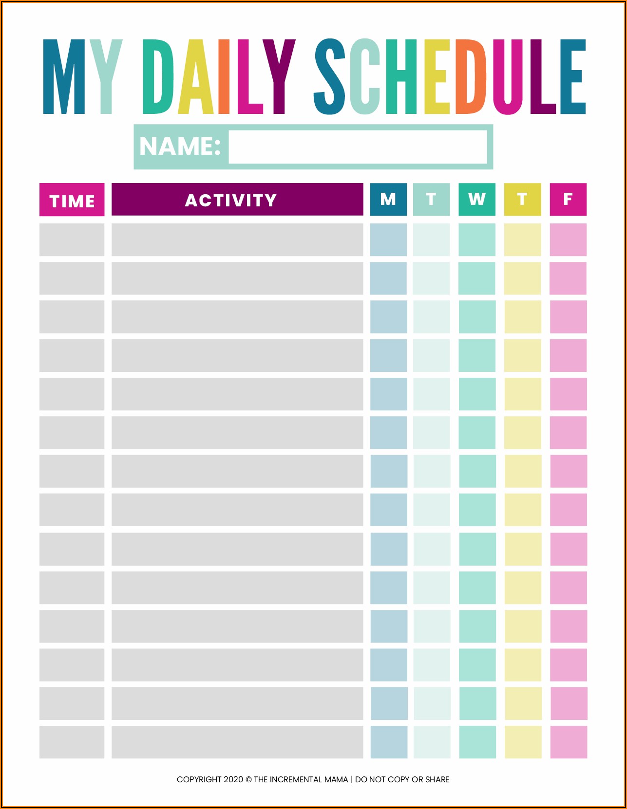 Free Daily Schedule Template Printable