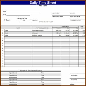 Free Daily Timesheet Template Download