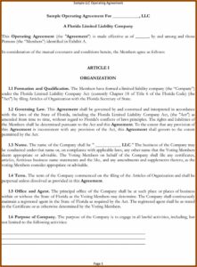 Free Llc Operating Agreement Template Download