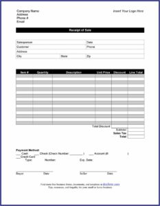 Free Sales Receipt Template Pdf