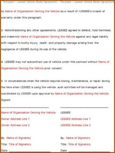 Free Vehicle Rental Agreement Template