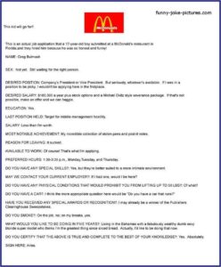 Funny Mcdonalds Job Application Form