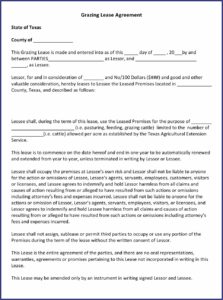 Grazing Lease Agreement Texas
