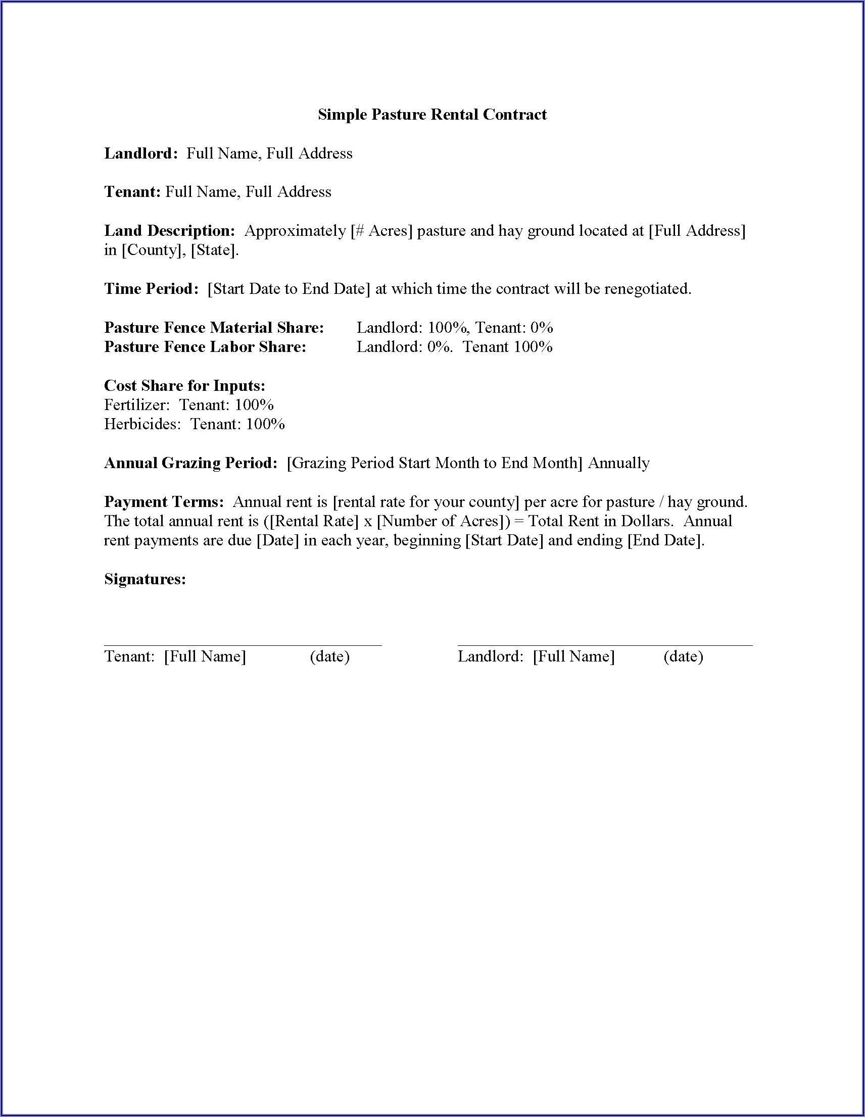 Grazing Lease Form Texas