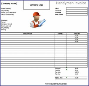 Handyman Invoice Template Word Free