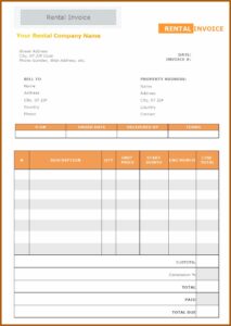 Home Rental Invoice Template