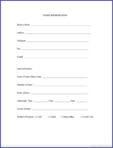 Hotel Guest Registration Form Template Download