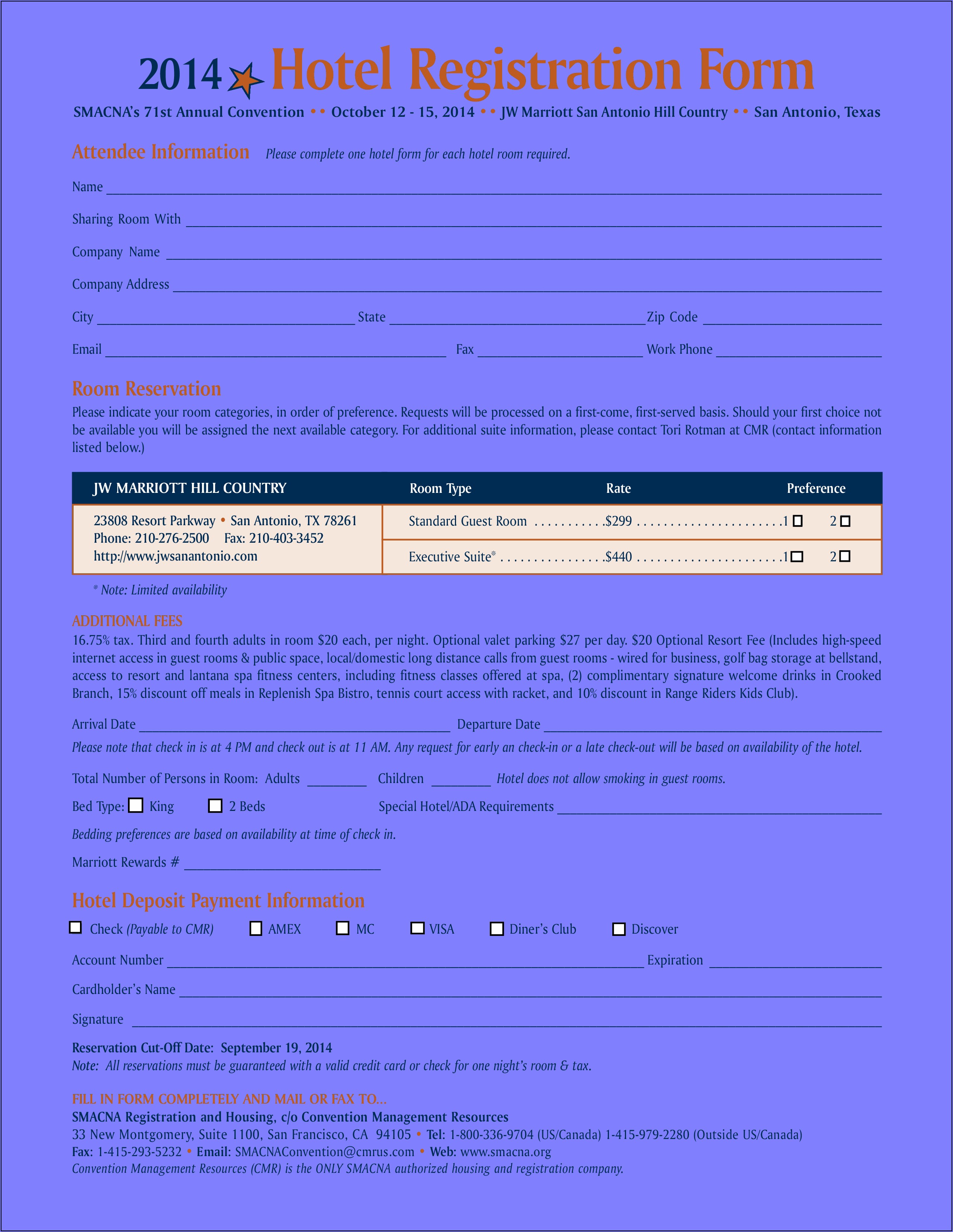 Hotel Registration Form Sample Pdf