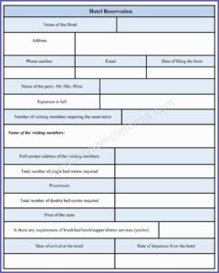 Hotel Reservation Forms Templates