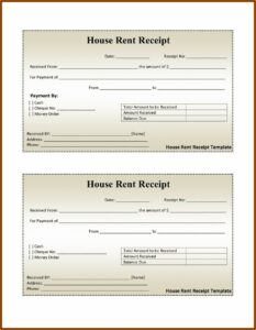House Rental Receipt Template Word