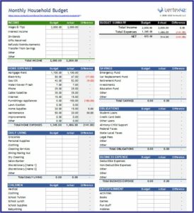 Household Budget Worksheet Free Download
