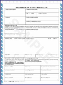 Imo Dangerous Goods Declaration Blank Form