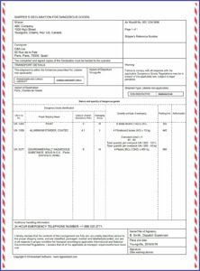 Imo Dangerous Goods Declaration Format