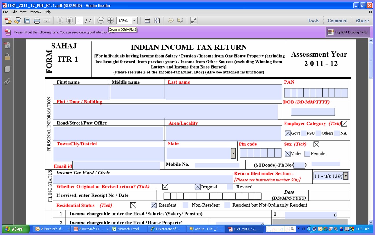 Income Tax E Filing Format