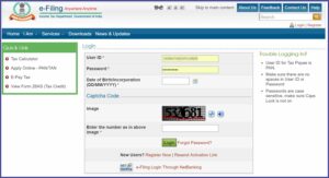 Income Tax File Password Format