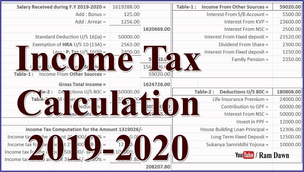 Income Tax Return Filing Excel Format Ay 2019 20
