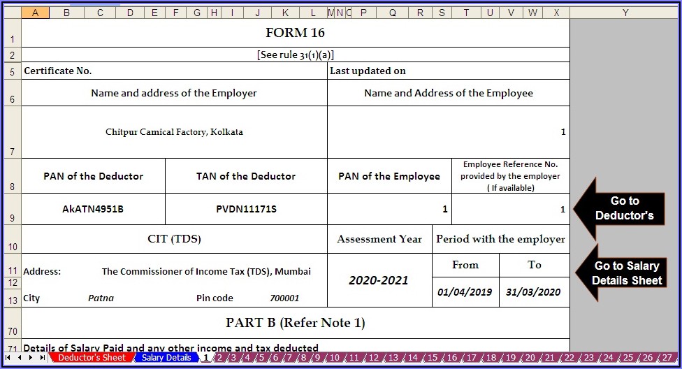 Income Tax Return Filing Format In Excel