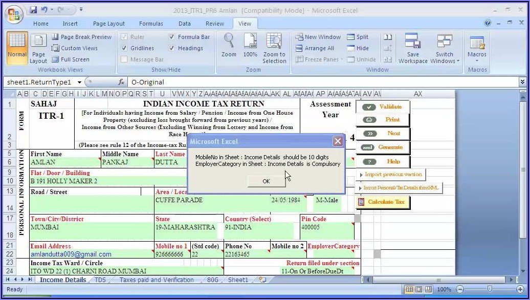 Income Tax Return Form Online