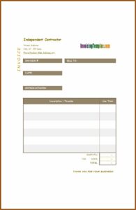 Independent Contractor Invoice Template Free Download