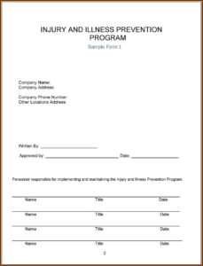 Injury And Illness Prevention Program Template