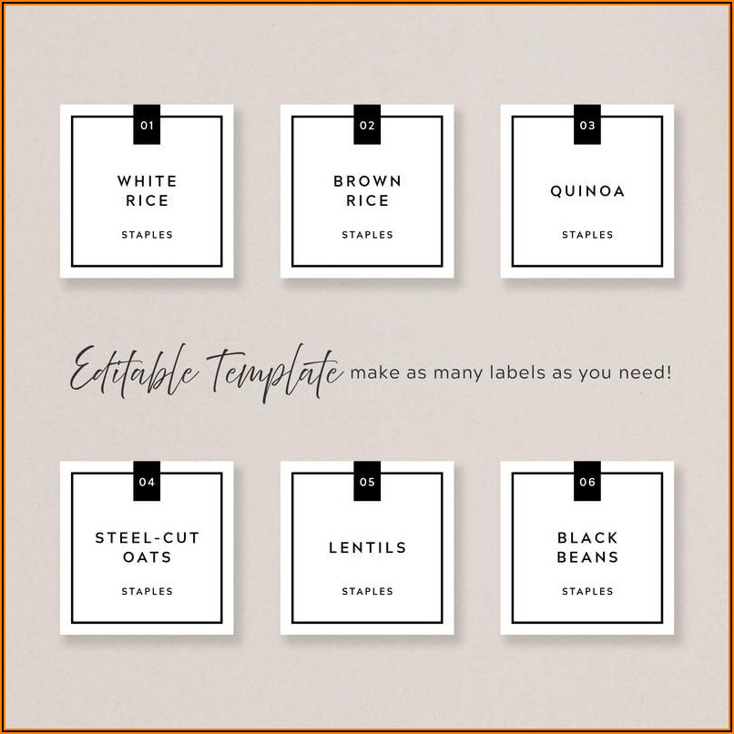 Kitchen Pantry Labels Template
