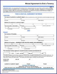 Landlord And Tenant Agreement Form Bc