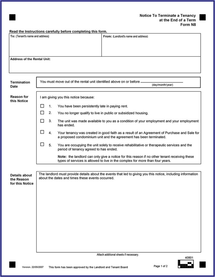 Landlord And Tenant Contract Form Ontario