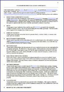 Landlord And Tenant Lease Agreement Form Ontario